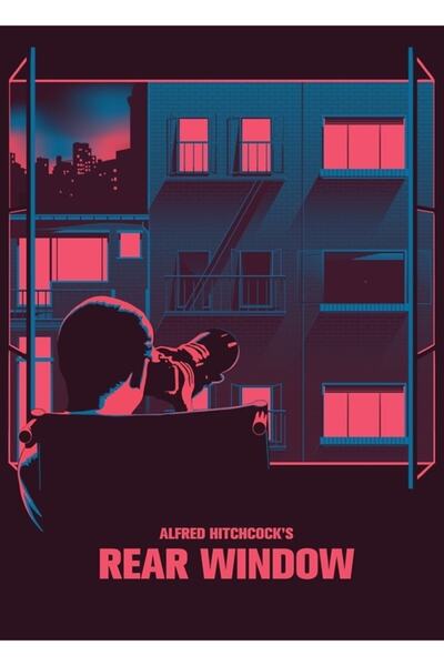 Universal Alfred Hitchcock - Tablou decorativ din lemn cu poster pentru lunetă