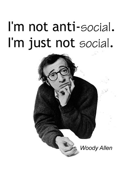 Universal Woody Allen - Poster decorativ din lemn, cu tematică anti-socială