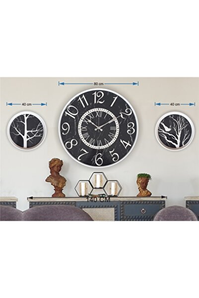 Markakanvas Beyaz Metal Kasalı Mermer Desen Duvar Saati,daldaki Kuş,hayat Ağa...