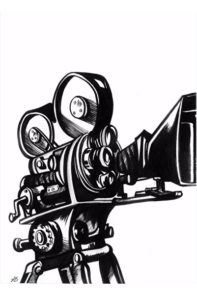 Universal Poster decorativ din lemn cu tematică de cameră de filmat