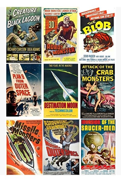 Universal Vintage Επιτραπέζια Ξύλινη Αφίσα Κολάζ Επιστημονικής Φαντασίας, Δια...