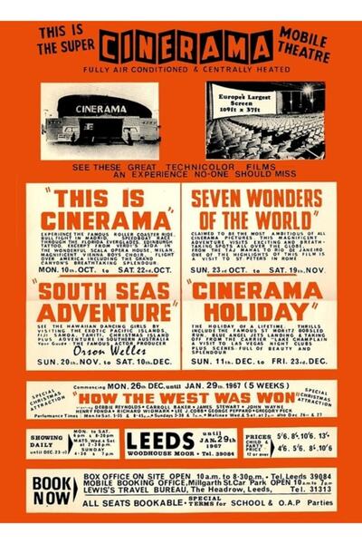 Universal Afiș decorativ din lemn pentru teatru mobil Cinerama