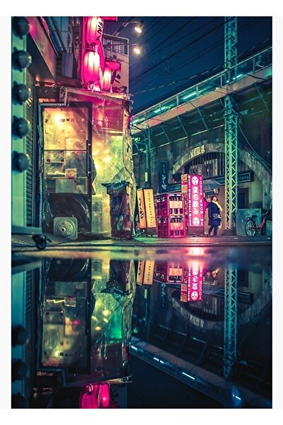 Universal Αντανακλαστική Εικόνα του Νέου Τόκιο, Ξύλινη Διακοσμητική Αφίσα Τέχνης