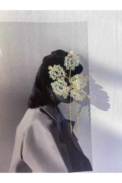 Pearly Handmade Ukosnica za kosu sa belim kristalnim listom