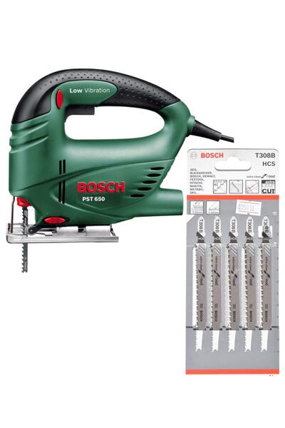 Bosch Pst 650 Compact 500 W Dekupaj Testere Makinası + 5'li T308b Ahşap Temiz Kesim Testere Bıçağı
