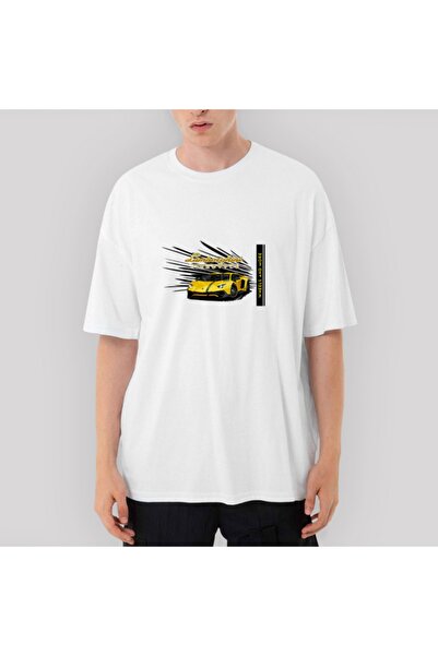 Z zepplin لامبورغيني لايف ستايل تي شيرت أبيض كبير الحجم