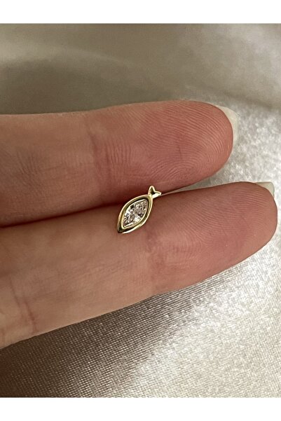 denizden silver Tekli Gümüş Balık Küpe - 1 Adet