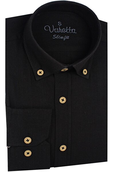 Varetta Чорна сорочка з тонкого льону для чоловіків