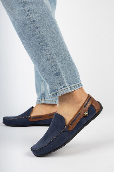 Freemax Men's Suede Navy Blue Rog Loafer Shoes
