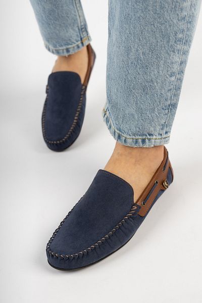 Freemax Men's Suede Navy Blue Rog Loafer Shoes