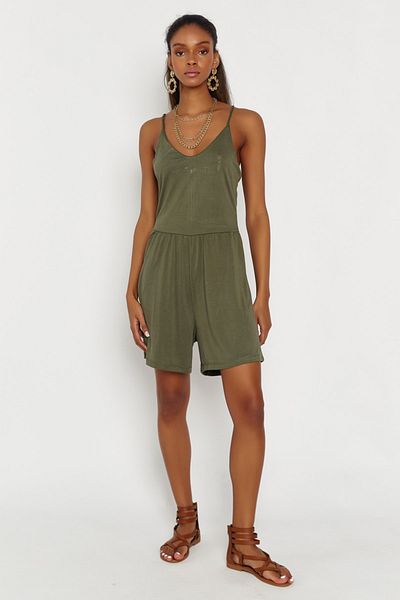 Hopoi Women's Khaki Strappy Jumpsuit 25101
