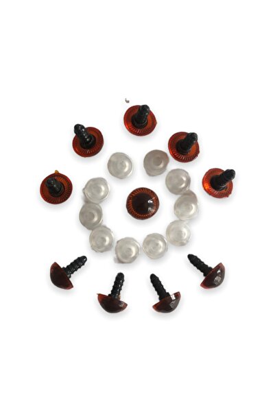 alfa tasarım atölyesi Amigurumi Vidali Göz Turuncu Renk 14 Mm (10 Adet)