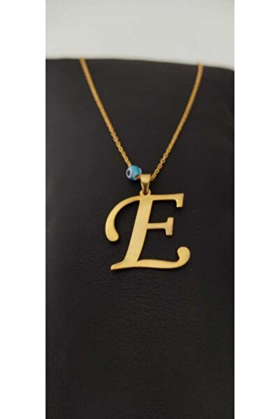 Redstone Store Altın Kaplama E Harfi Gümüş Kolye
