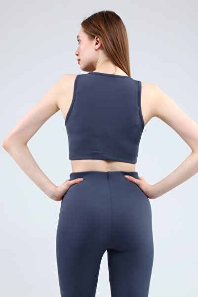 Grenj Fashion Smoked Ribbed High Waist Tights with Slit Detail on the Sides