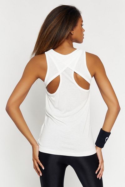 Hopoi Women's White Cross Back Tank Top 25144