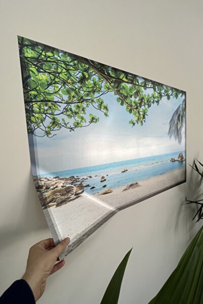 statik kağıt Statik Tutunma Özellikli Tablo Kumsal 70 - 46 Cm Manzara (Model-20)