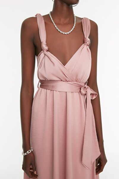 Trendyol Collection Szárított rózsa A-szabású öves estélyi ruha - TPRSS19BB0283