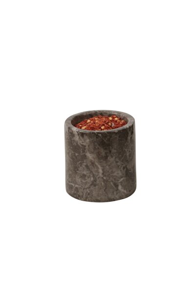 Kenpool Roza Mermer Baharatlık 8x8 Cm Mermer Tuzluk Masaüstü Baharatlık Kahverengi