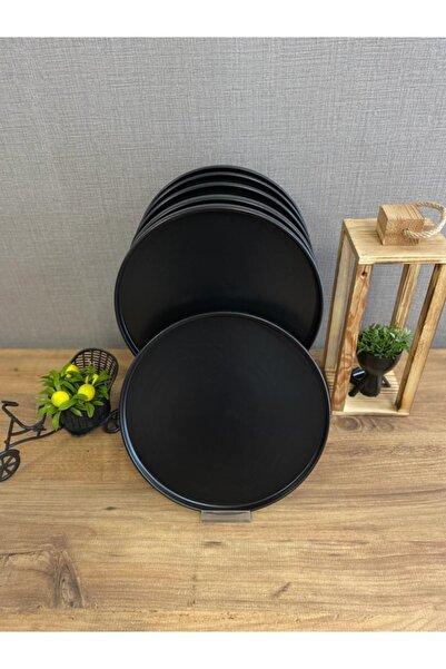 Demet Çeyiz Aksesuar Mat Siyah 27 cm Servis Tabağı 6 Adet