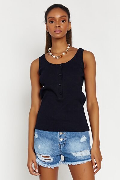 Hopoi Γυναικεία μπλούζα με μαύρα κουμπιά 25096