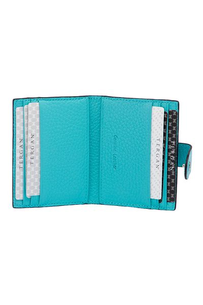 Tergan Turquoise Leather Men's Credit Card Holder 01617s3ı