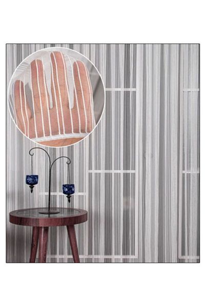 curtaindecore Chain Striped Tulle Curtain 500 cm Width 1/3 Pleat (Close Pleat)