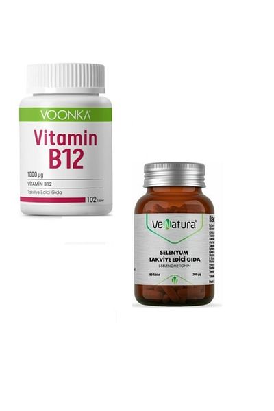 VeNatura Vitamin B12 1000 Mg 102 Tablets Selenium for Adults 200 Mg 90 Tablets
