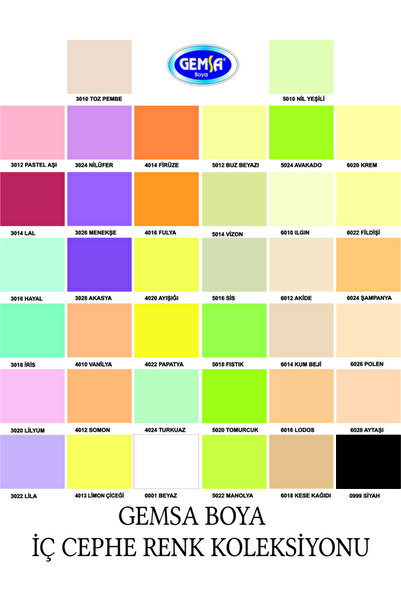 GEMSA BOYA Gemsa Plastik Su Bazlı Iç Cephe Boyası 10 Kg Somon