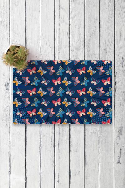 Vagonik Butterfly Digital Printed 50x70cm Decorative Multi-Purpose Indoor and Outdoor Door Mat