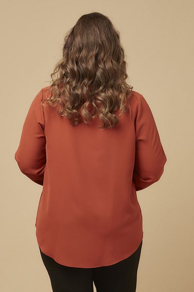 Moda Alba Cinnamon Collar Stone Tied Plus Size Stylish Blouse 2023