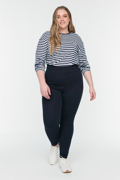 Trendyol Curve Plus Size Leggings - Navy blue - High Waist