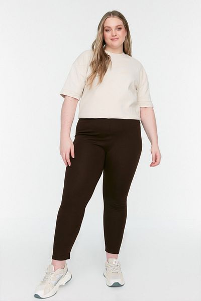 Trendyol Curve Barna, magas derekú, kötött, nagy méretű leggings TBBSS22TA0022