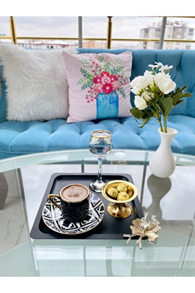 Aslı Hediyelik Black Stainless Steel - Square Brown Color, Tea Color, Decorat...