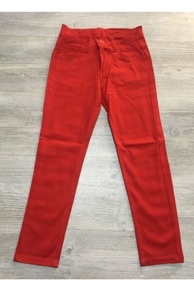 Terry Kız Çocuk Kırmızı Keten Pantolon