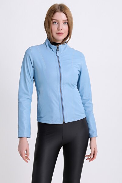 Leather Club Turkuaz Çift Taraflı Deri Ceket