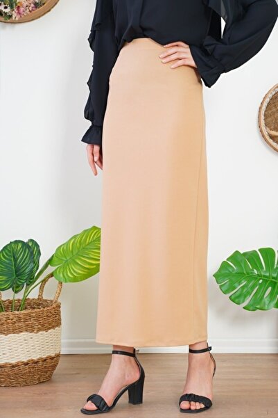 Nacar Kadın Şık Uzun Düz Kalem Etek Kapalı Tesettür Kalem Etek