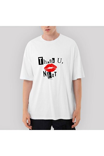 Z zepplin Tricou alb supradimensionat Ariana Grande Thank U Next