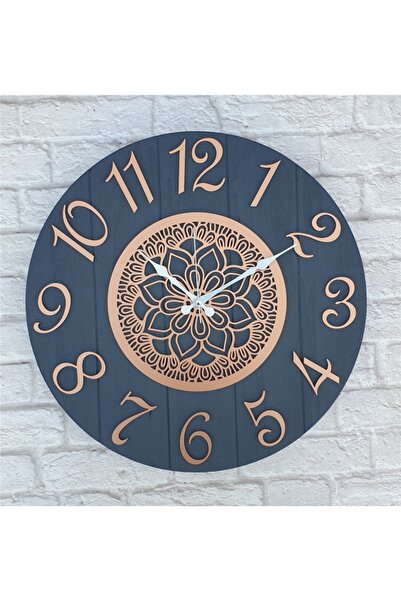 Markakanvas Antrasit Renk Üstüne Bakır Rakam Renkli Yuvarlak Duvar Saati Çap ...