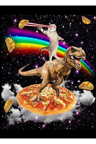 Universal Γαλαξιακό Μάτι Γάτας σε Πίτσα με Τάκος και Ουράνιο Τόξο σε Δεινόσαυ...