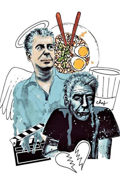 Universal Ο σεφ Άντονι Μπορντέιν ζωγραφίζει ξύλινη διακοσμητική αφίσα