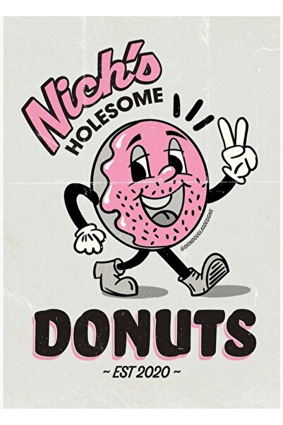 Universal Декоративен дървен плакат за маса с понички на Нич