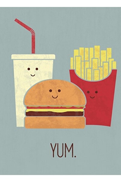 Universal Fast Food Tablo Ahşap Poster Dekoratif