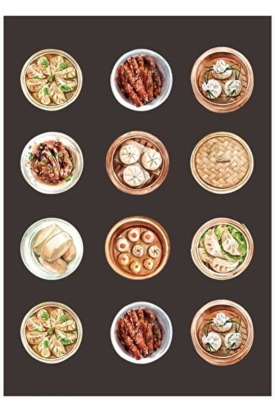 Universal Κινεζικό Dim Sum Ποικίλα Ξύλινη Αφίσα Τραπεζογραφίας Διακοσμητική