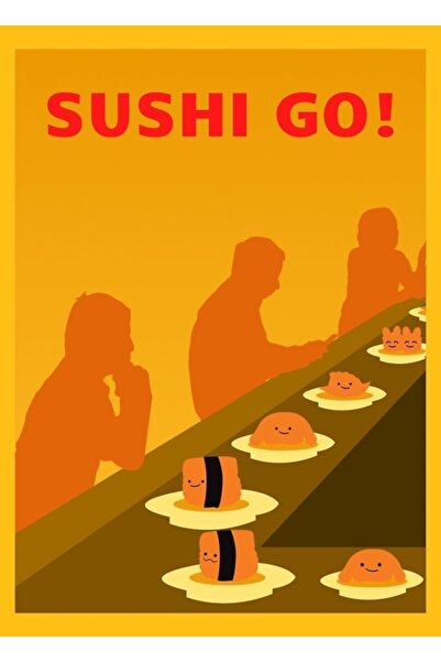 Universal Sushi Go - Masa Oyunları Seyahat Poster Tarzı - Masa Oyunu Sanatı T...