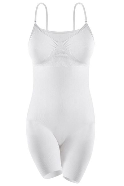 Emay Women's White Boxer Length Body Corset with Postpartum Massage