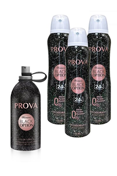prova Black Option Edp Kadın Parfüm 120 ml Ve Deodorant 150 ml  3 Adet