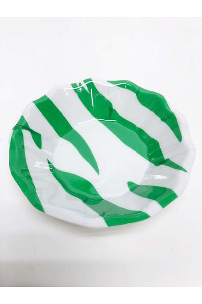 Jenisa Melamine Green Zebra Color Tea Plate 6 Pieces
