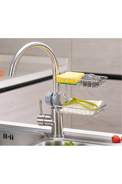 Genel Markalar Metal Lavabo Rafı Organizer Iki Katlı Sabunluk