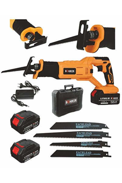 BÖHRER 258vf 5ah Amper Kömürsüz Çift Akülü Profesyonel Akülü Tilki Kuyruğu Pistonlu Testere Makinesi