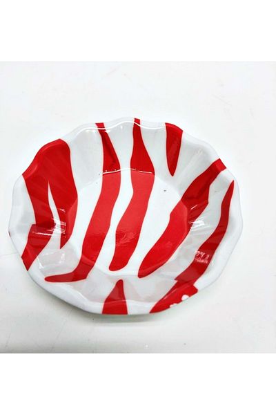 Jenisa Melamine Red Zebra Tea Plate 6 Pieces